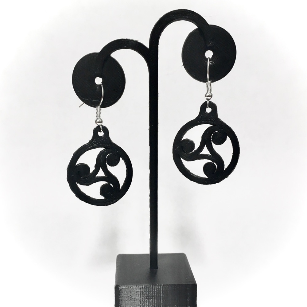 3D Printed Custom Made Triskelion Earrings
